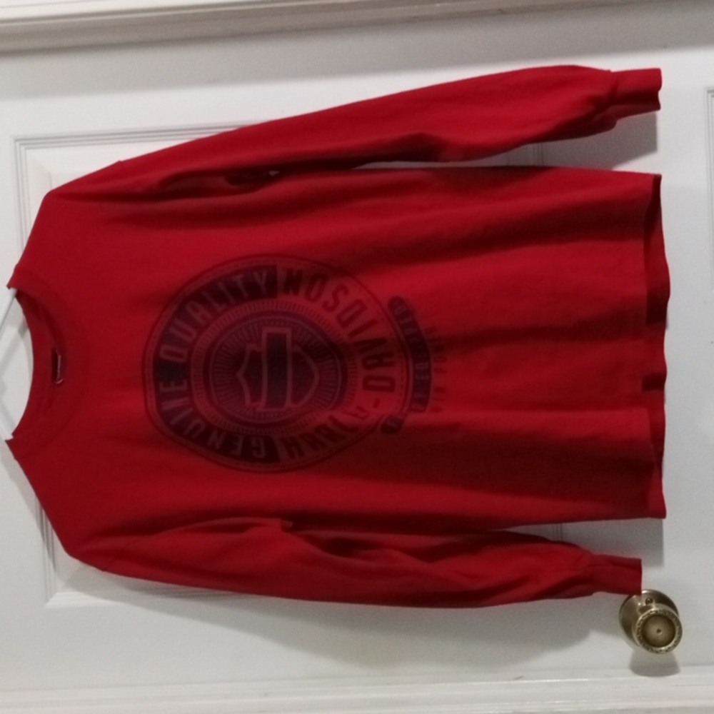 Harley-Davidson Red Long Sleeve Tee Mens Large - Picture 2 of 6